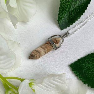 24" Sterling Silver Sandstone Gemstone Pendant Nec